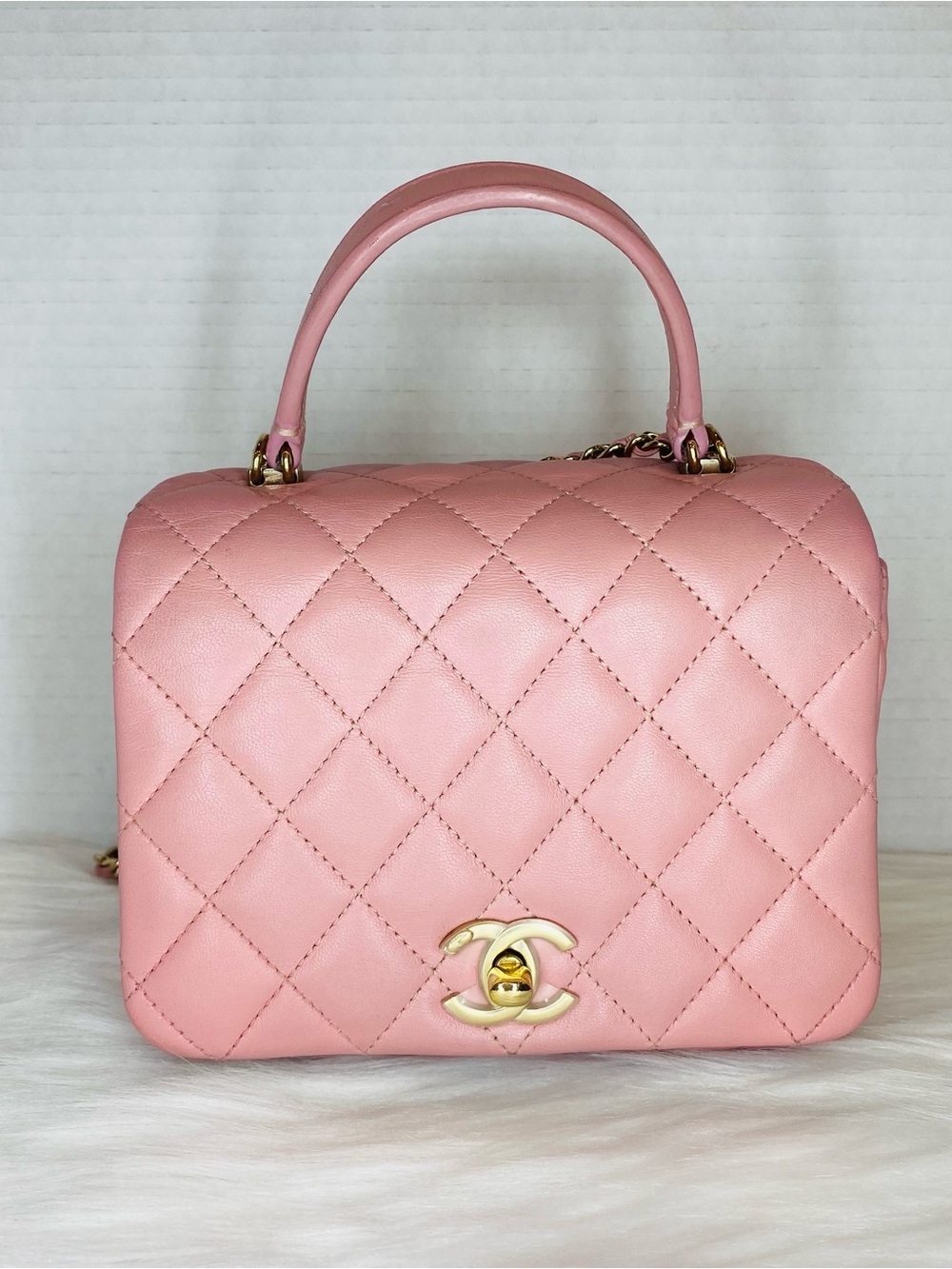 CHANEL Pink Top-Handle Satchel with Gold Hardware